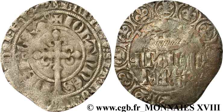 GIOVANNI II  THE GOOD  Gros à la couronne 16/11/1358  VF
