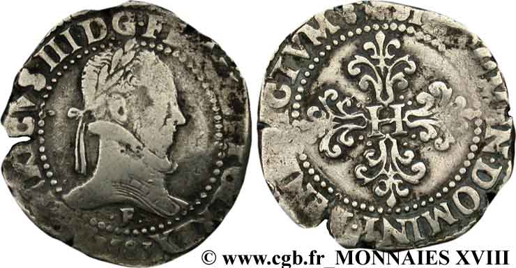 HENRY III Franc au col plat 1583 Angers q.BB