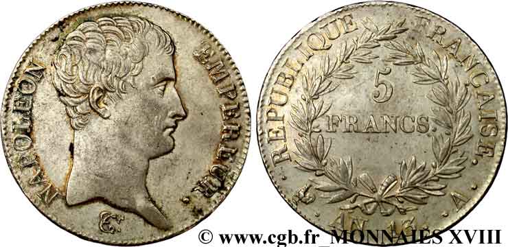 5 francs Napoléon empereur, calendrier révolutionnaire 1805 Paris F.303/2 AU 