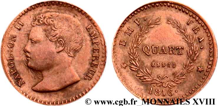 Quart en bronze - Essai 1816  VG.2411  VZ 