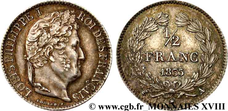 1/2 franc Louis-Philippe 1835 Paris F.182/54 AU 