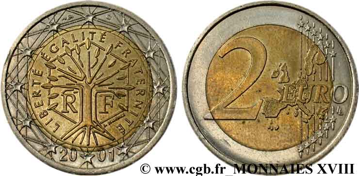 EUROPEAN CENTRAL BANK 2 euro France, tranche néerlandaise 2001 AU