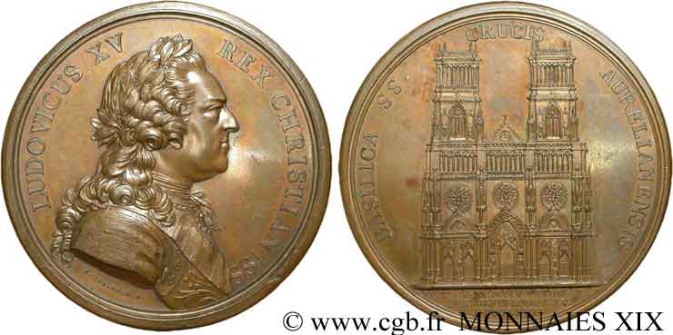 LOUIS XV THE BELOVED Médaille Br 64, basilique d’Orléans AU