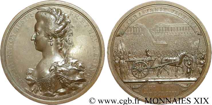 MARIE-ANTOINETTE, REINE DE FRANCE Médaille Br 48, mort de la reine Marie-Antoinette SUP