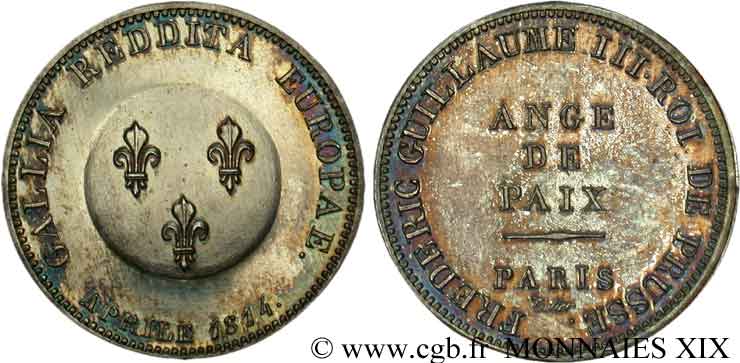 Module de 2 francs pour Frédéric-Guillaume, refrappe 1814 Paris VG.2360  fST 