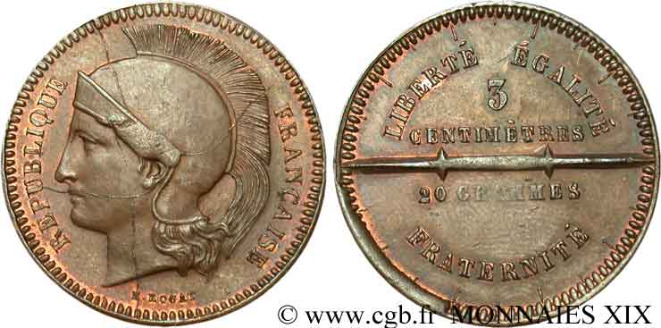 Concours de 10 centimes Br, essai de Rogat 1848 Paris VG.3208 SUP