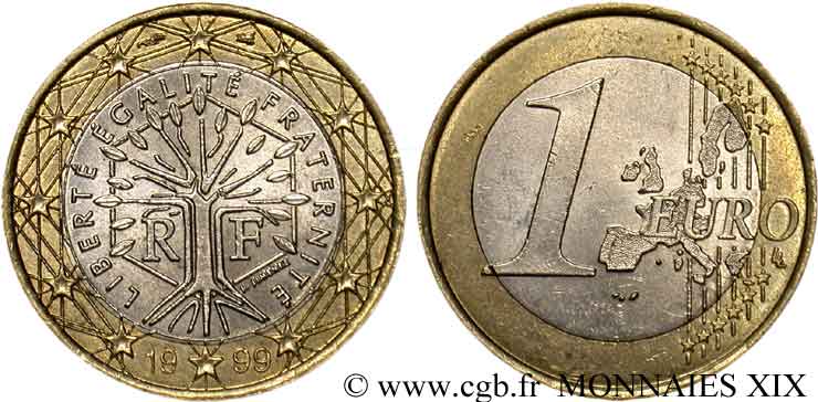 EUROPEAN CENTRAL BANK 1 euro France, frappe monnaie 1999 XF