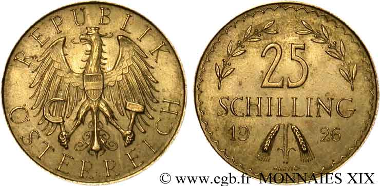 AUSTRIA - REPUBLIC 25 schillings 1926 Vienne AU 