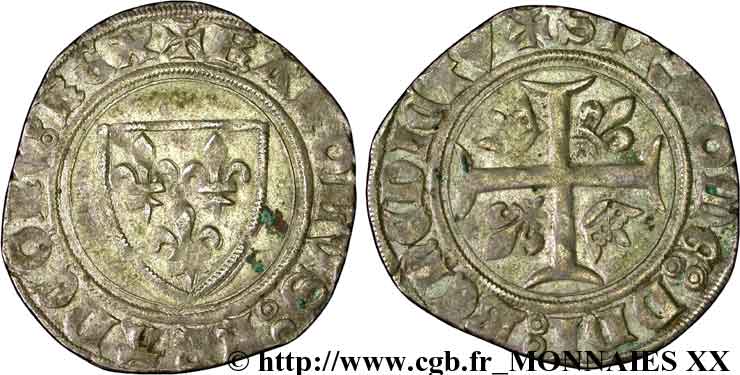 CHARLES VI  THE MAD  OR  THE WELL-BELOVED  Blanc guénar 20/10/1411 Dijon SS