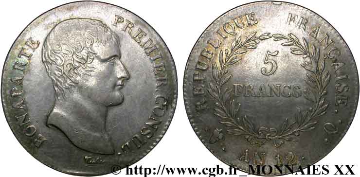 5 francs Bonaparte Premier Consul 1804 Perpignan F.301/23 XF 
