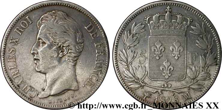 5 francs Charles X, 2e type 1828 Marseille F.311/23 S 