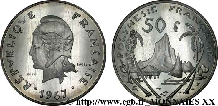 FRENCH POLYNESIA Série de trois essais de 10, 20 et 50 francs 1967 Paris MS 