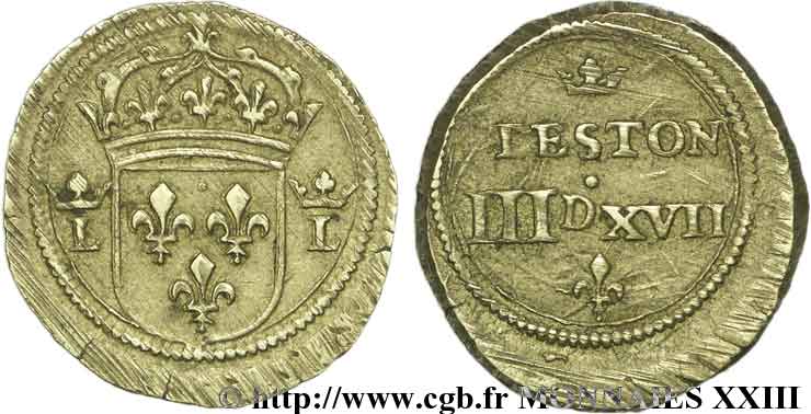 LOUIS XIII  Poids monétaire pour le demi-teston n.d.  q.SPL
