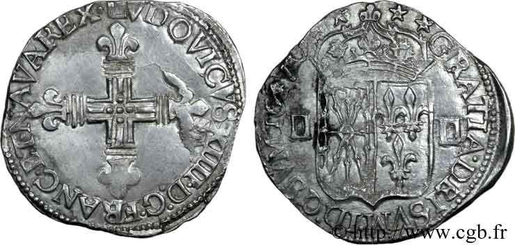 LOUIS XIV  THE SUN KING  Quart d écu de Navarre 1647 Saint-Palais q.SPL