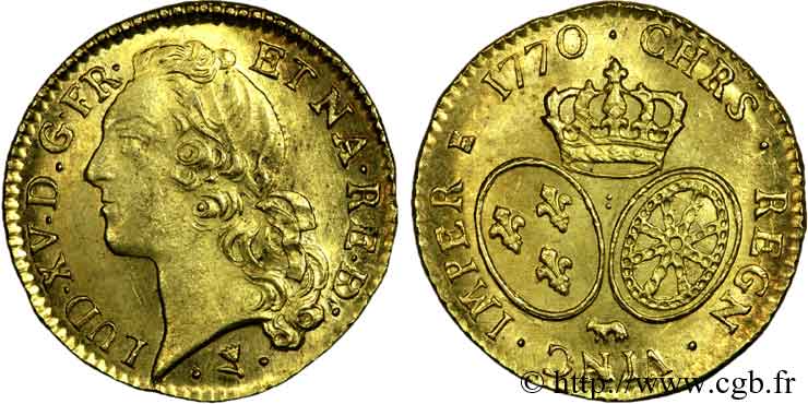 LOUIS XV DIT LE BIEN AIMÉ Louis d’or aux écus ovales, tête ceinte d’un bandeau 1770 Pau SPL