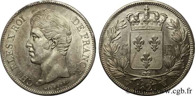 5 francs Charles X, 2e type 1827 Lille F.311/13 EBC 