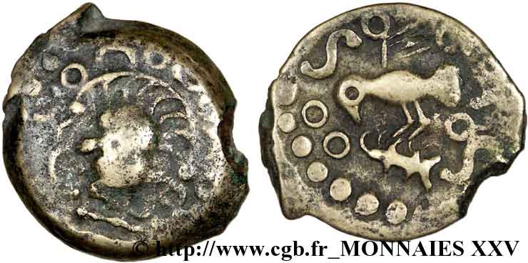 GALLIA BELGICA - MELDI (Regione di Meaux) Bronze à l’aigle et au sanglier, classe I VF/XF