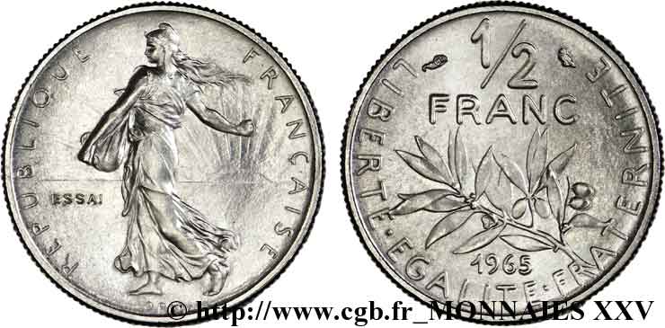 Essai du 1/2 franc Semeuse 1965 Paris F.198/2 ST