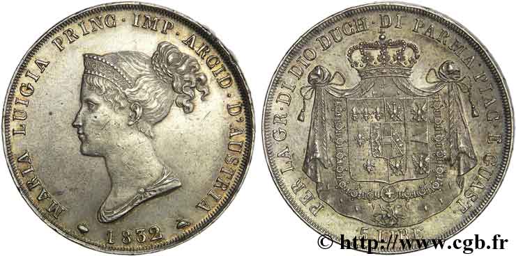 5 lires 1832 Milan VG.2387  AU 