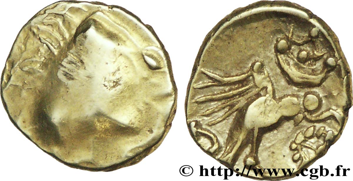 GALLIA - CARNUTES (Región de la Beauce) Huitième de statère d’or à l’aigle, aigle à droite BC/EBC