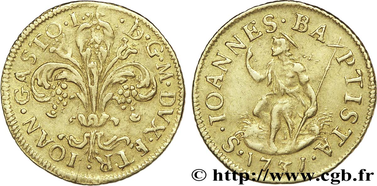ITALY - TUSCANY - FLORENCE - GIAN GASTONE I DE  MEDICI Florin d or 1731 Florence XF