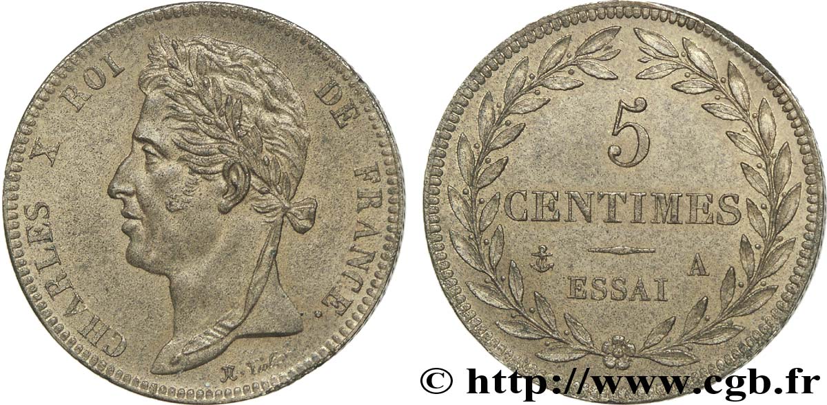 Essai de 5 centimes en bronze n.d. Paris VG.2617 SUP