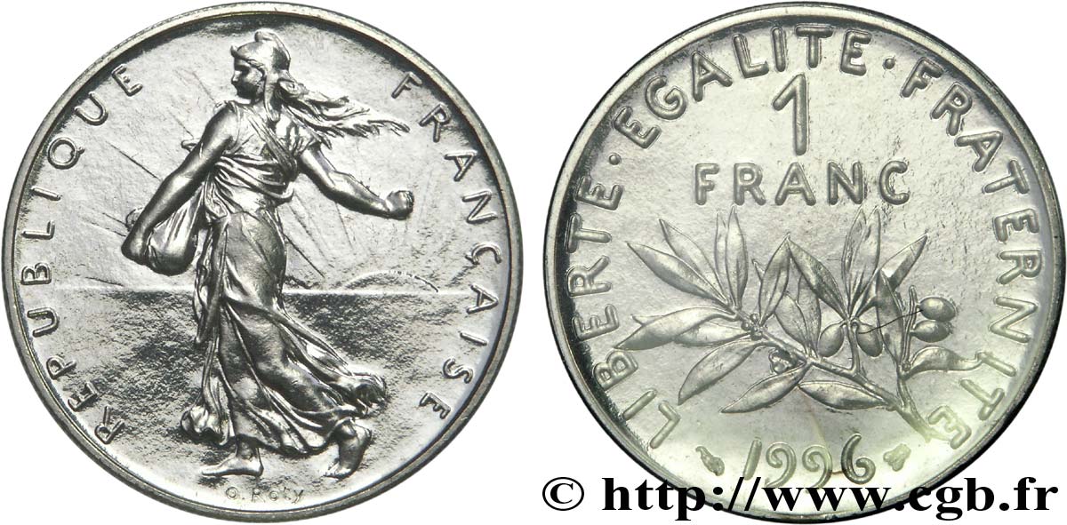 1 franc Semeuse, nickel, BU (Brillant Universel) 1996 Pessac F.226/44 FDC