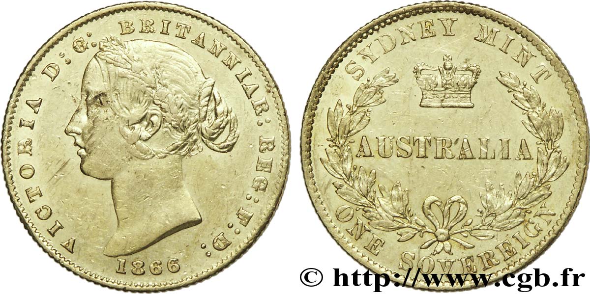 AUSTRALIE - VICTORIA Souverain (Sovereign) 1866 Sydney TTB 