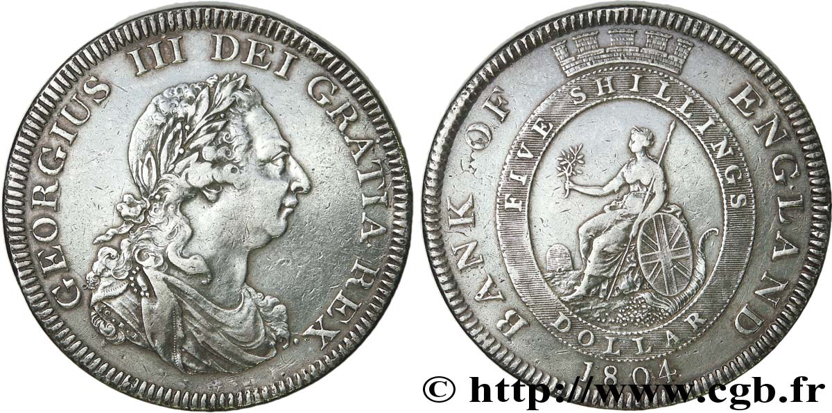 GRANDE-BRETAGNE - GEORGES III Dollar ou 5 shillings 1804 Londres TTB 