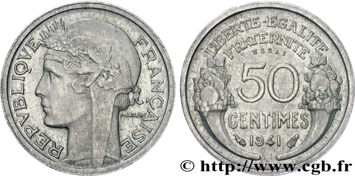 Essai de 50 centimes Morlon, légère ? 1941 Paris F.193/1 var. ST 