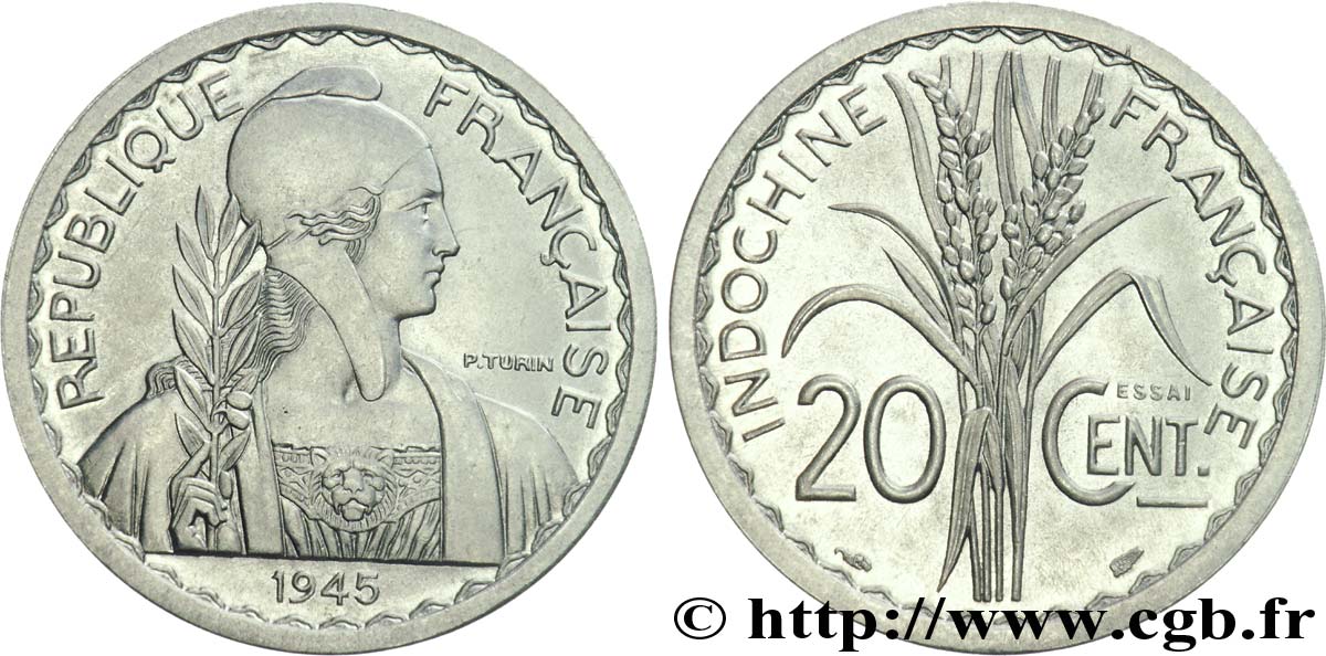 UNION FRANÇAISE - INDOCHINE FRANÇAISE Essai 20 centimes 1945 Paris SPL 