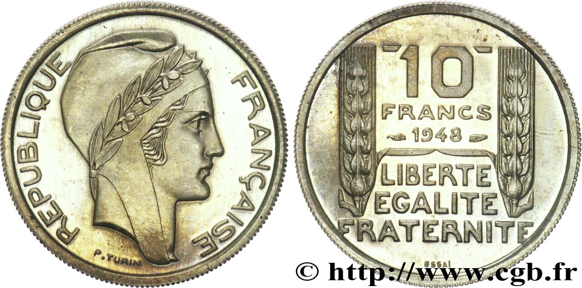 Essai de 10 francs Turin, argent 1948 Paris G.-  FDC 