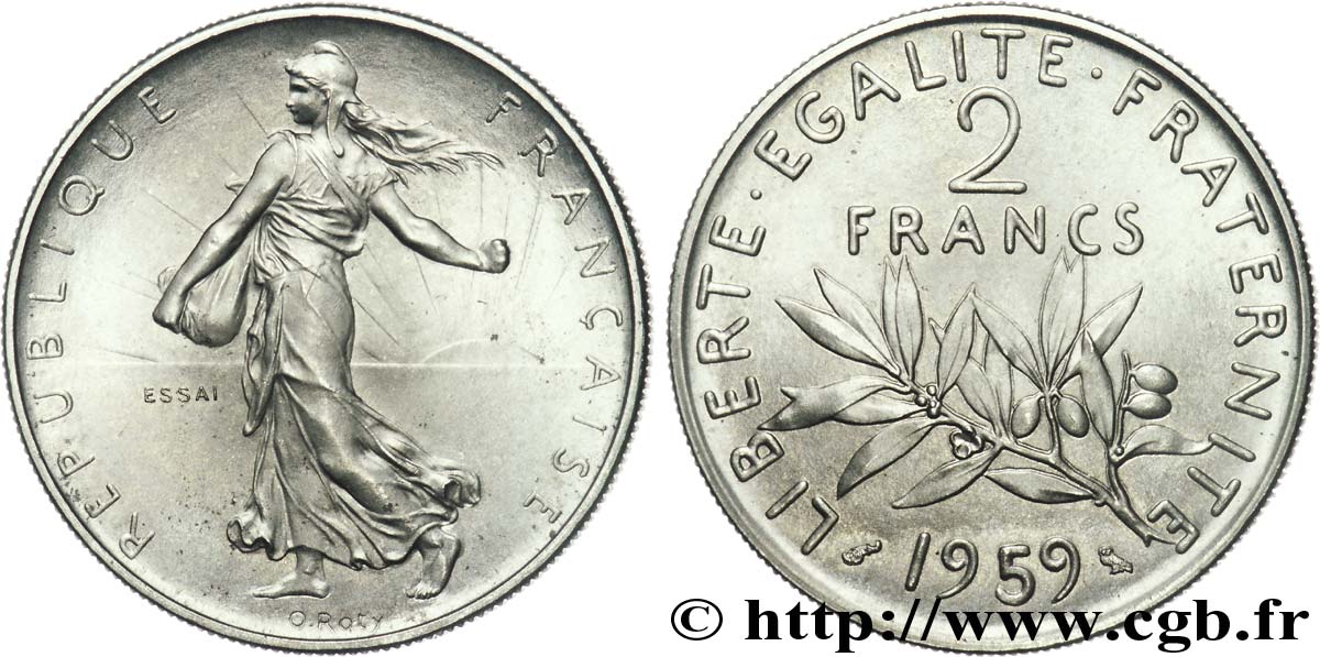 Essai de 2 francs Semeuse nickel 1959 Paris G.540 FDC