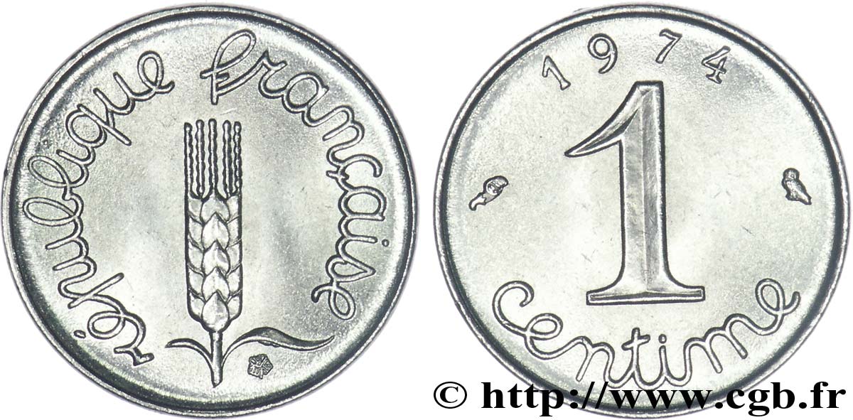 1 centime Épi, avec rebord 1974 Pessac F.106/26 SPL