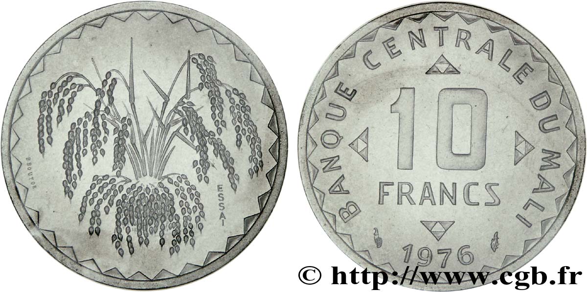 MALI Essai de 10 Francs plant de mil 1976 Paris ST 