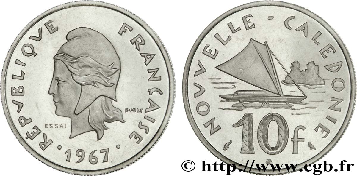 NEUKALEDONIEN Essai de 10 francs 1967 Paris ST 