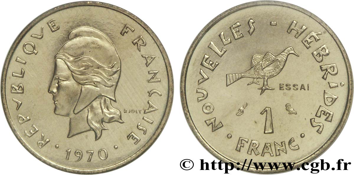 NOUVELLES HÉBRIDES (VANUATU depuis 1980) Essai de 1 franc 1970 Paris FDC 