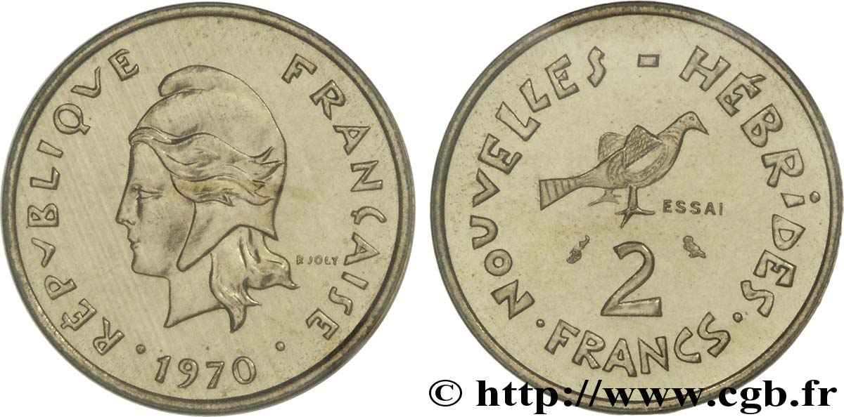 NOUVELLES HÉBRIDES (VANUATU depuis 1980) Essai de 2 Francs 1970 Paris FDC 