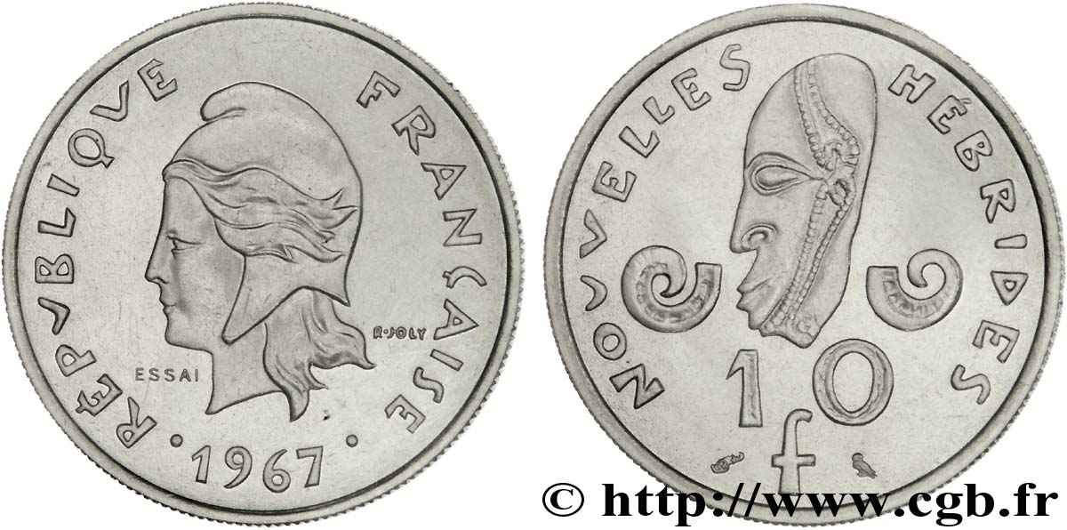 NOUVELLES HÉBRIDES (VANUATU depuis 1980) Essai de 10 francs 1967 Paris FDC 