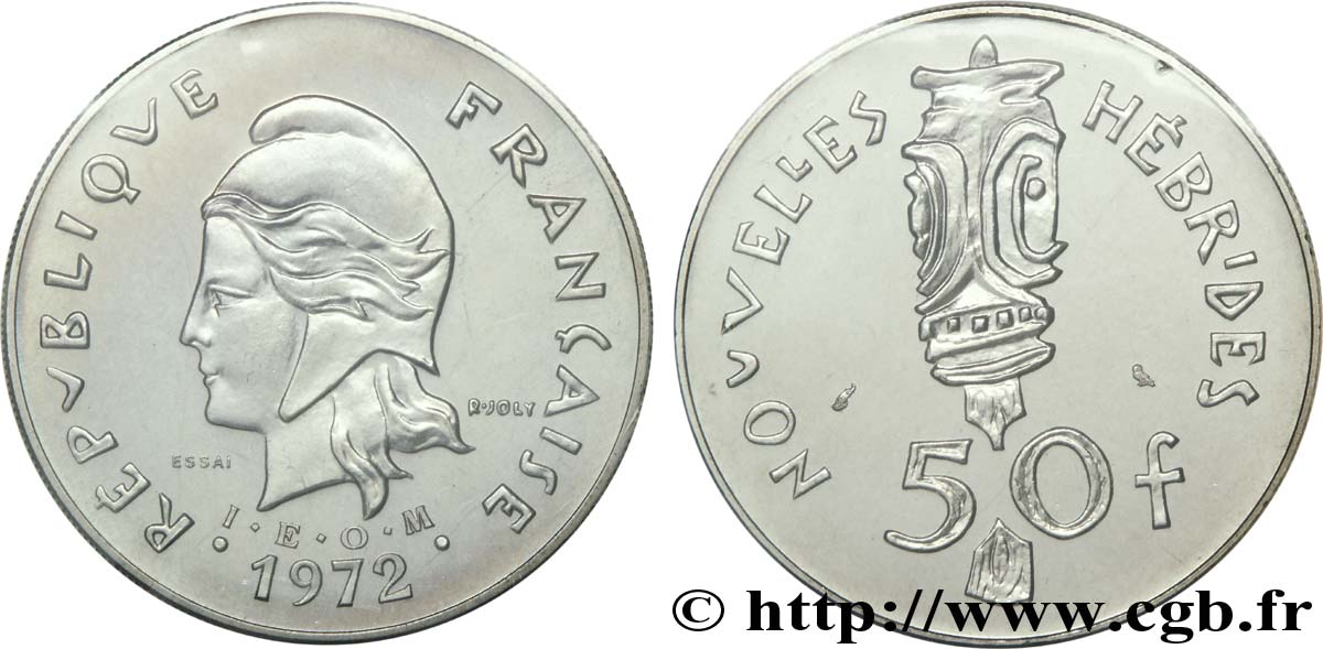 NOUVELLES HÉBRIDES (VANUATU depuis 1980) Essai de 50 francs 1972 Paris FDC 