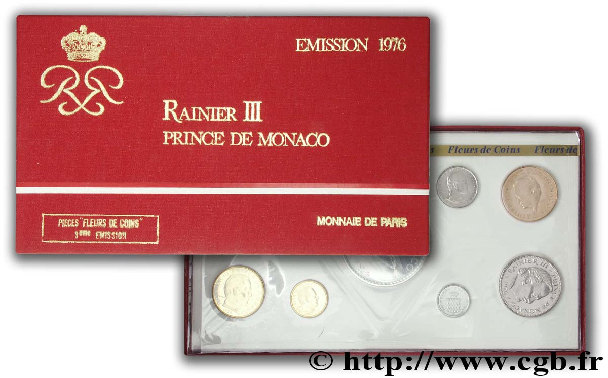 MONACO - PRINCIPAUTÉ DE MONACO - RAINIER III Boite Fleurs de Coins 1976 Rainier III, Prince de Monaco 1976 Paris FDC 