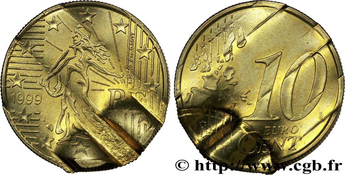 EUROPÄISCHE ZENTRALBANK 10 centimes d’euro, premier type avec tranche aux cannelures fines 1999