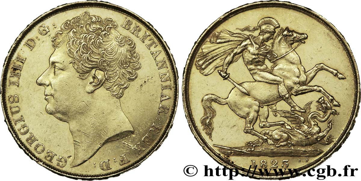 GRANDE-BRETAGNE - GEORGES IV 2 pounds ou double souverain 1823 Londres SUP 