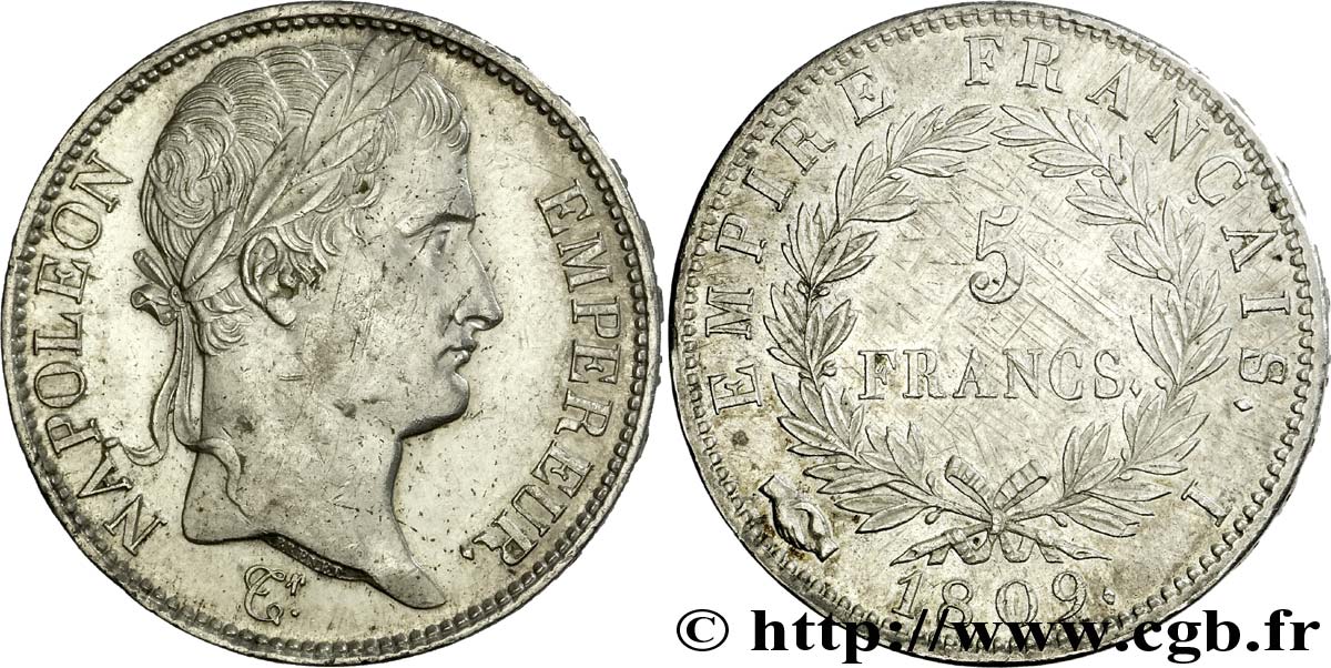 5 francs Napoléon Empereur, Empire français 1809 Limoges F.307/6 VZ 