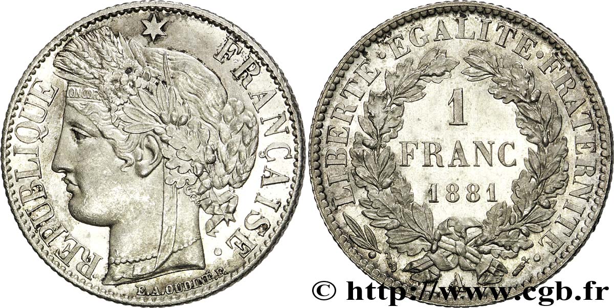 1 franc Cérès Troisième République 1881 Paris F.216/8 SC 