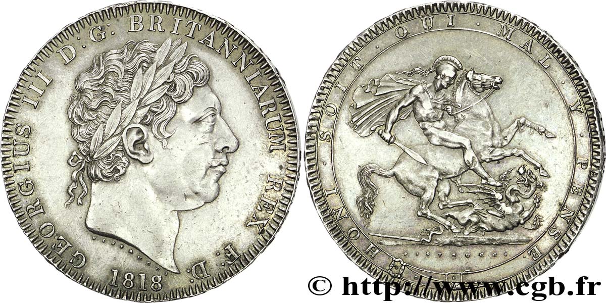 GRANDE-BRETAGNE - GEORGES III Crown (couronne) 1818 Londres SUP 