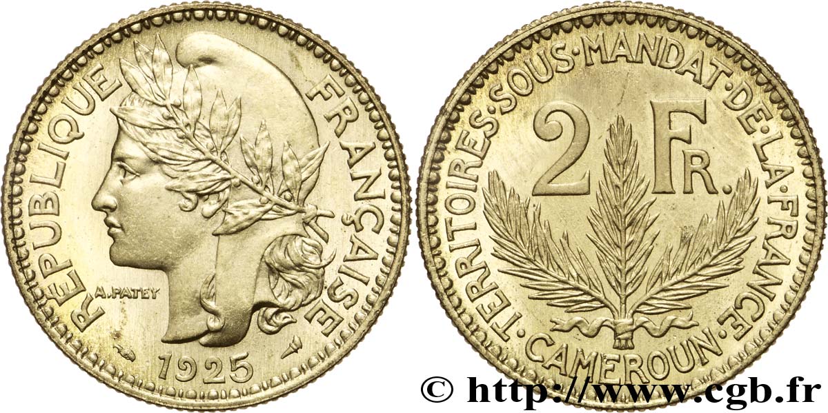TROISIÈME RÉPUBLIQUE 2 francs, pré-série de Morlon poids lourd, 10 grammes 1925 Paris FDC 