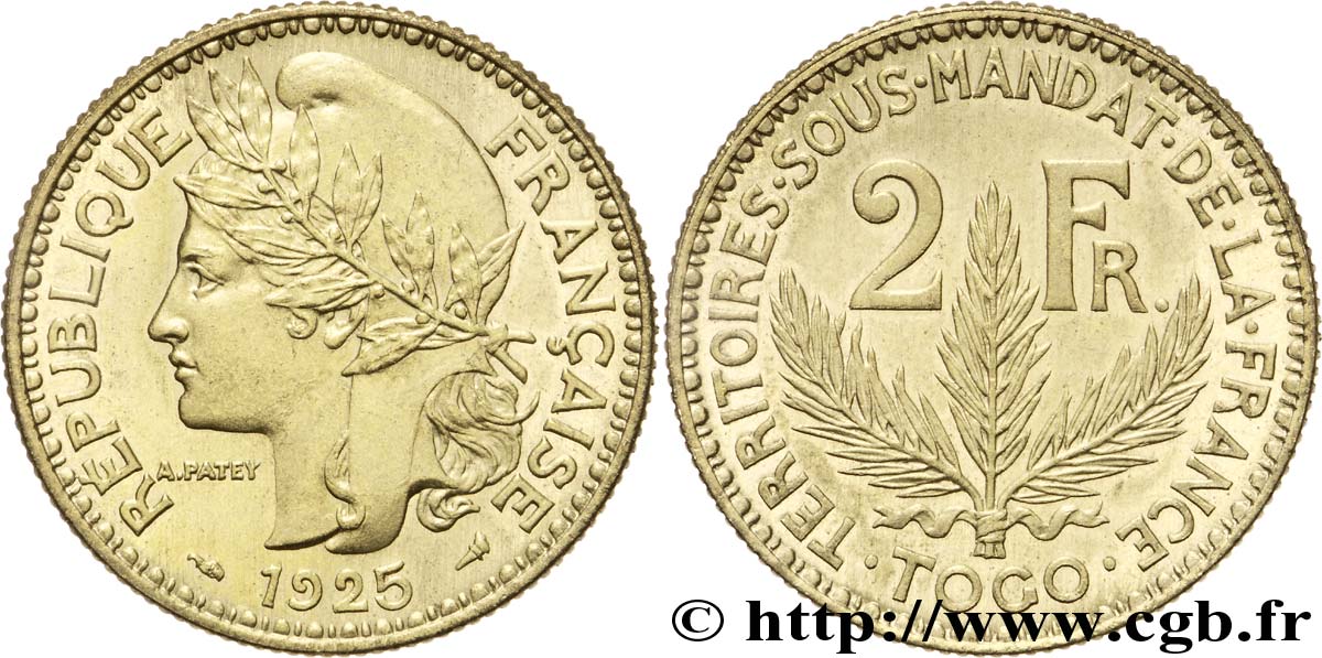 TROISIÈME RÉPUBLIQUE 2 francs, pré-série de Morlon poids lourd, 10 grammes 1925 Paris SPL 