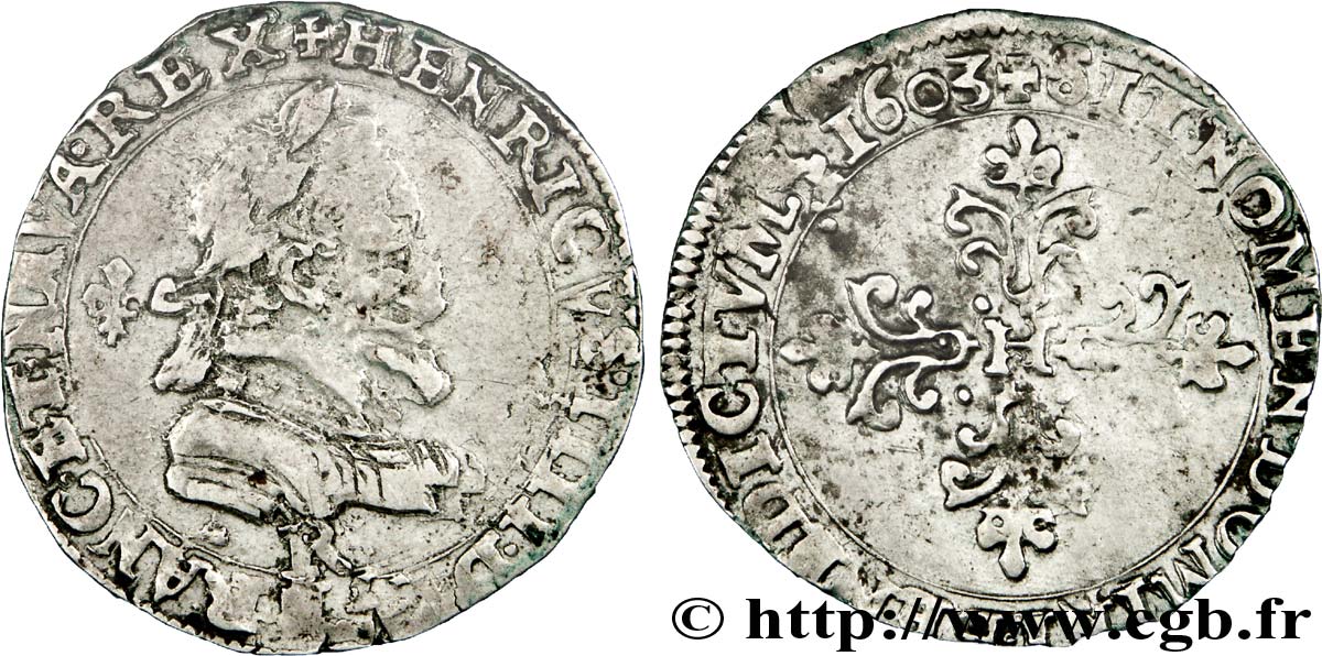 HENRY IV Quart de franc, type de Villeneuve 1603 Saint-André de Villeneuve-lès-Avignon SS