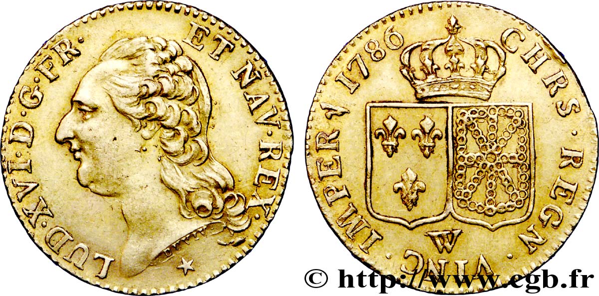 LOUIS XVI Louis d or aux écus accolés 1786 Lille AU/AU